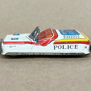Vintage 1950s Tin Litho Friction Police Car - Made in Japan