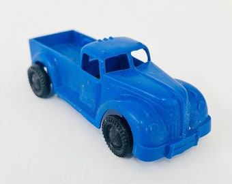 Vintage Ideal Toy Pickup Truck: 1940 Ford, Blue Plastic, USA Made