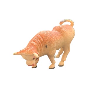 Vintage Plastic Bull Toy Figurine Made in Hong Kong