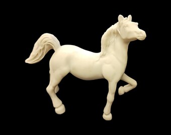 Vintage White Bisque Horse Figurine - High Stepping Display