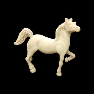 Trotting White Bisque Horse Figurine - High Stepping White Horse Figure