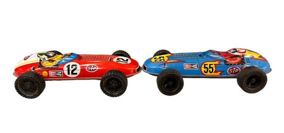Vintage STP Race Car: Tin Litho Friction Toy, Made in Japan - Etsy