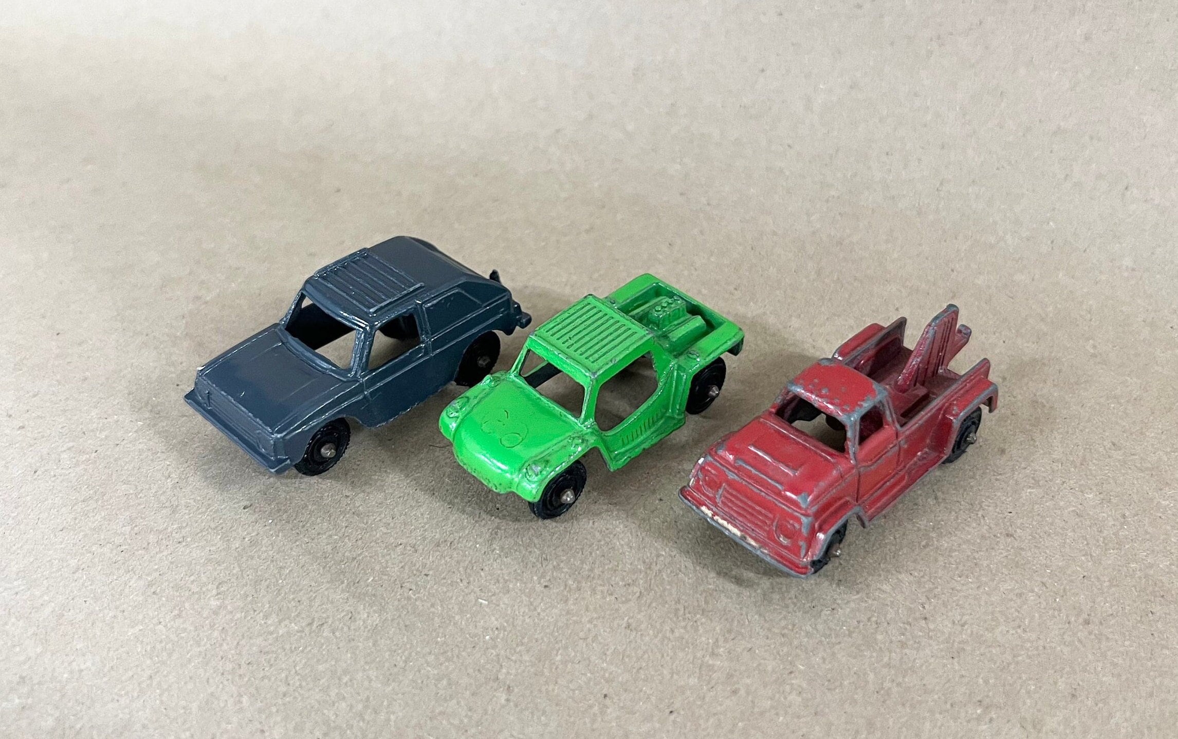 Tootsie Toy Set of Three- Black Volkswagen Rabbit- Green Dunebuggy