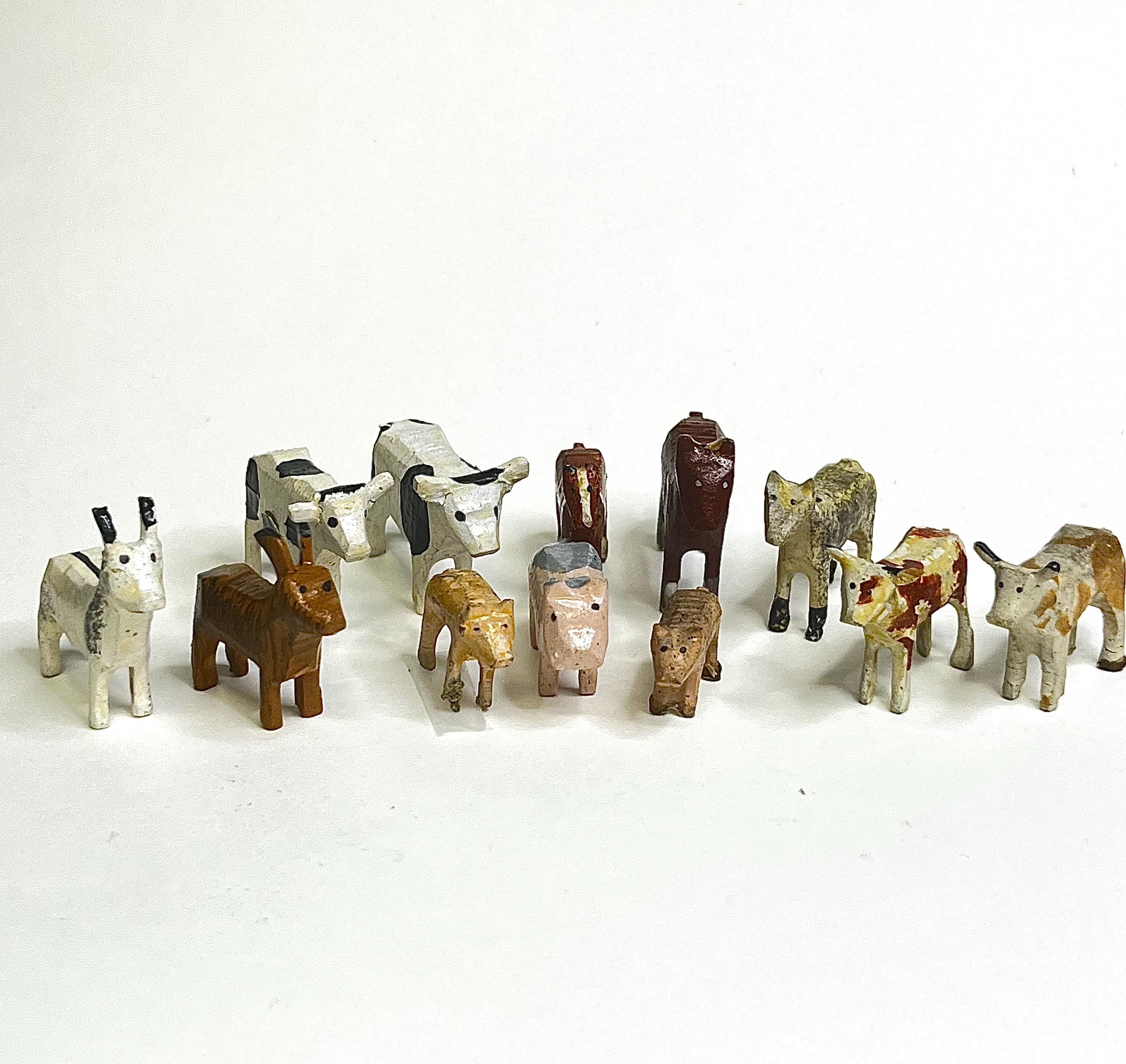 Vintage Erzgebirge Wooden Miniature Animals – 1960s East German