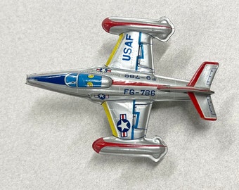 US Air Force Jet FG-786 - Tin Litho 1950's Friction Toy Jet US Air Force Jet FG-786 - Tin Litho 1950's Friction Toy Jet