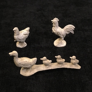 Ohio Art Ducklings, Chicken and Rooster Rubber Toys Auburn, Vintage