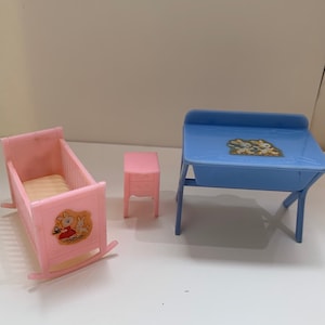 Renwal Baby Bedroom Dollhouse Furniture Set, Set of 3, Crib, Dresser, and Changing Table