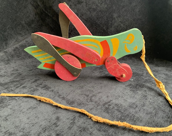 1940’s Wooden Grasshopper Pull Toy With Original String - Etsy