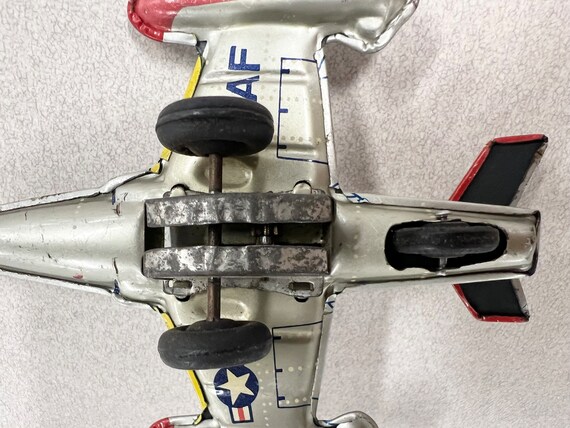 US Air Force Jet FG-786 - Tin Litho 1950's Friction Toy Jet