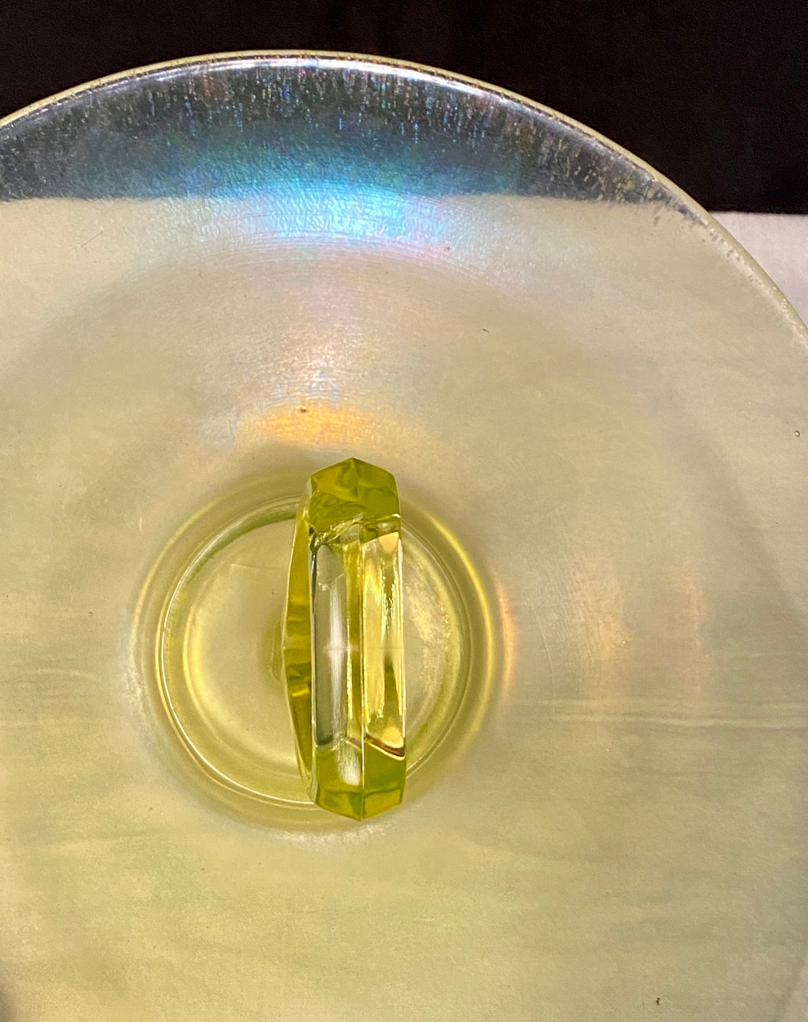 Antique Vaseline Uranium Glass Handled Serving Tray With Etsy