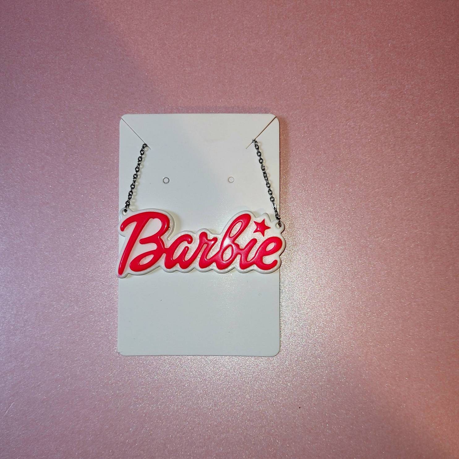 Barbie Logo Pendant \u0026 Chain | Stainless Steel | Nineties | Noughties | Kawaii | Funky |Cute