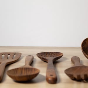 Teak Wood Kitchen Utensil Set: Artisan Crafted Wooden Spoons, Sustainable Cooking Tools image 11