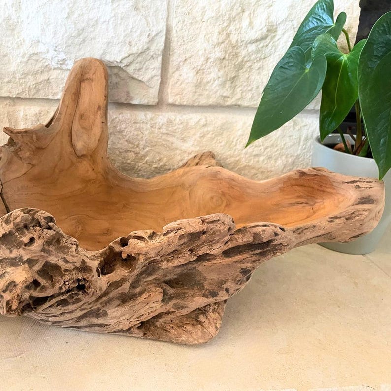 Driftwood Bowl Centerpiece Farmhouse Table Rustic Design Wooden Handmade Gift Men Home Dining Display Natural Wood Artisan Piece Unique image 19