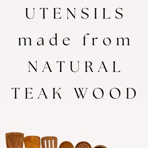Teak Wood Kitchen Utensil Set: Artisan Crafted Wooden Spoons, Sustainable Cooking Tools image 14