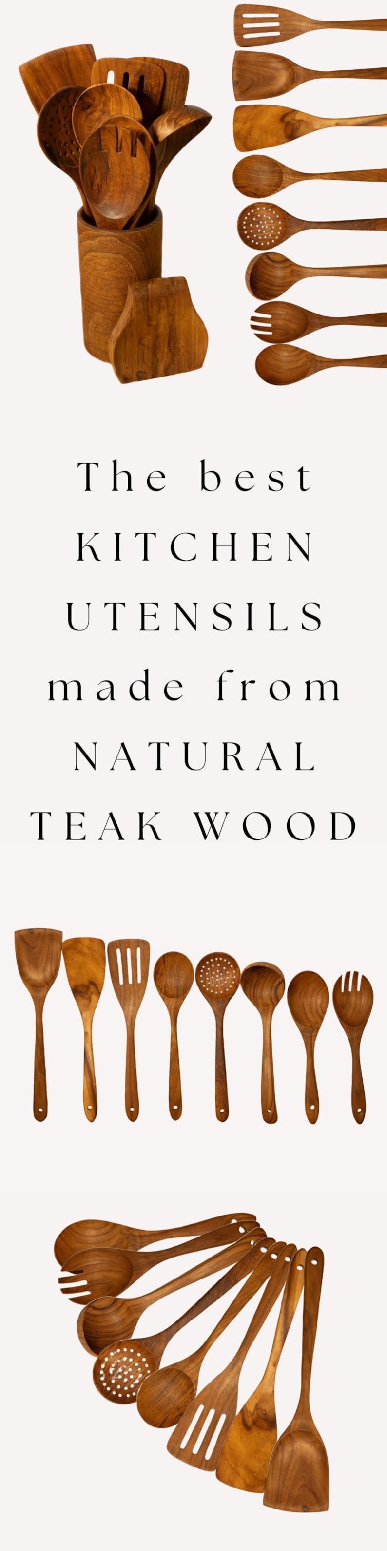 Teak Wood Kitchen Utensil Set: Artisan Crafted Wooden Spoons, Sustainable Cooking Tools image 14