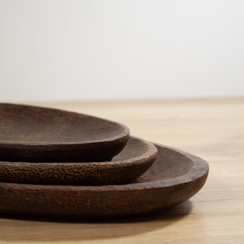 Wood Oval Tray Set - Thumbnail 4