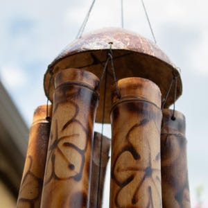 Bamboo Wind Chime Outdoor Decoration Boho Style Bali Inspired Garden Accessory Natural Sound Relaxing Melody Patio Hanging Balcony Decor 画像 13