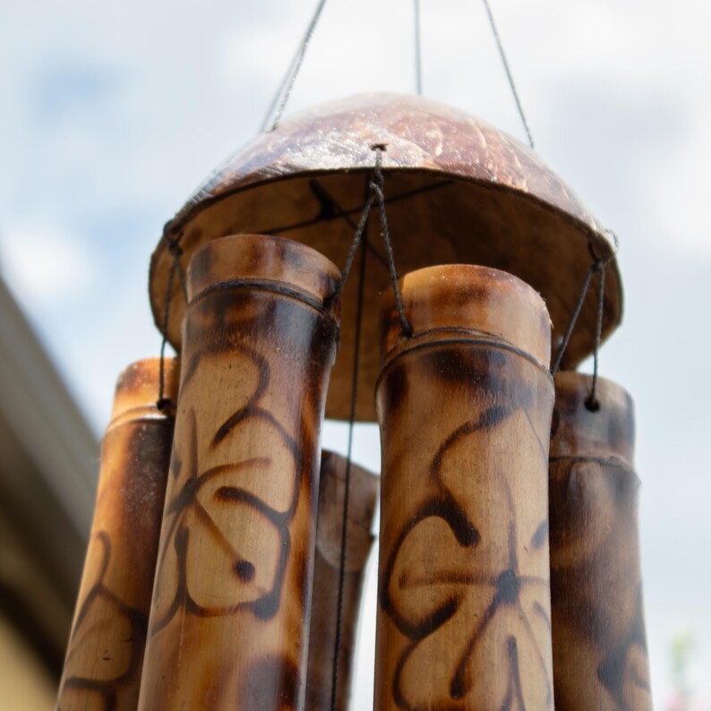 Bamboo Wind Chime Outdoor Decoration Boho Style Bali Inspired Garden Accessory Natural Sound Relaxing Melody Patio Hanging Balcony Decor 画像 13