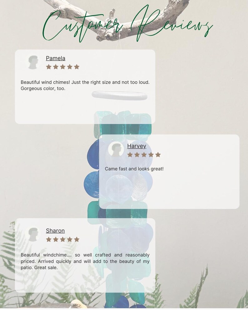 Coastal Wind Chime Garden Decoration Beach House Accent Piece Capiz Shell Blue Green Windchime Outdoor Patio Decor Melodic Mobile Sunlight image 7