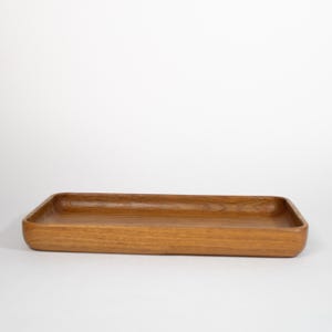 Wooden Teak Tray Bathroom Vanity Organizer Natural Wood Handcrafted Kitchen Accessory Rectangular Serving Dinner Plate Eco-friendly