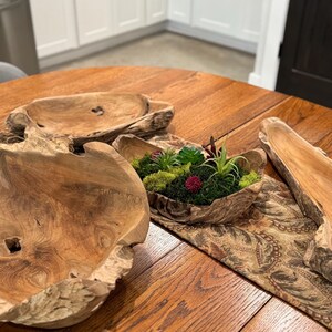 Live Edge Root Wood Bowl Natural Organic Grain Pattern Driftwood Centerpiece Farmhouse Table Rustic Design Handmade Gift Men Home Dining Display Artisan Piece Unique One Kind Decorative Accent Authentic Wooden Focal Point Handcrafted Room