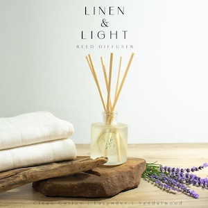 Luxury Reed Diffuser Relaxation Gift Idea for Home Decor Set Bathroom Aroma Natural Oil Cotton Scent Lavender Blend Calming Linen Elegant