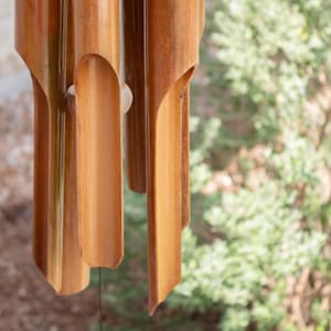 Bamboo Wind Chime Outdoor Decoration Boho Style Bali Inspired Garden Accessory Natural Sound Relaxing Melody Patio Hanging Balcony Decor 画像 9