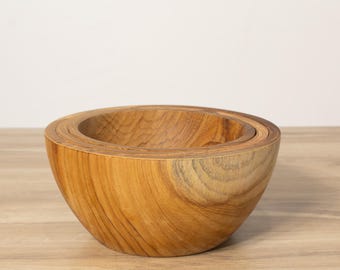 Teak Kitchen Bowl Wooden Serving Dish Set Handcrafted Vessel Natural Dining Ware Collection Artisan Wood Container Storage Sustainable