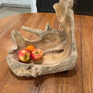 Driftwood Bowl Centerpiece Farmhouse Table Rustic Design Wooden Handmade Gift Men Home Dining Display Natural Wood Artisan Piece Unique image 9