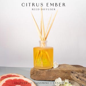 Luxury Reed Diffuser Citrus Ember Scent Grapefruit Jasmine Relaxation Gift  Home Fragrance Aromatherapy Room Diffuser Natural Wood Sticks