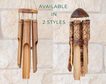 Bamboo Wind Chime Outdoor Decoration Boho Style Bali Inspired Garden Accessory Natural Sound Relaxing Melody Patio Hanging Balcony Decor