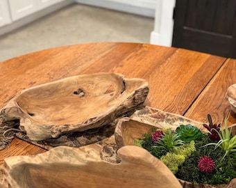 Driftwood Bowl Centerpiece Farmhouse Table Rustic Design Wooden Handmade Gift Men Home Dining Display Natural Wood Artisan Piece Unique