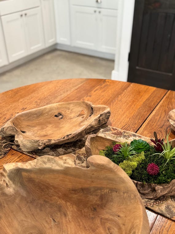 Driftwood Bowl Centerpiece Farmhouse Table Rustic Design Wooden Handmade Gift Men Home Dining Display Natural Wood Artisan Piece Unique