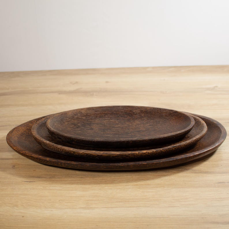 Wood Oval Tray Set - Thumbnail 3