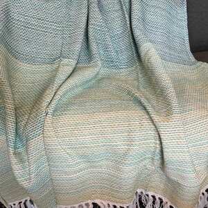 Cotton Throw Blanket Color Block Modern Design Living Room Decor Accent Couch Covering Soft Textile Beige Green Blue Colorful Lightweight image 9