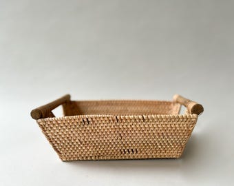 Panier de rangement en rotin, organisateur de salle de bain, plateau de rangement pour cuisine, solution de rangement artisanale en jonc de mer, accessoire de bureau.