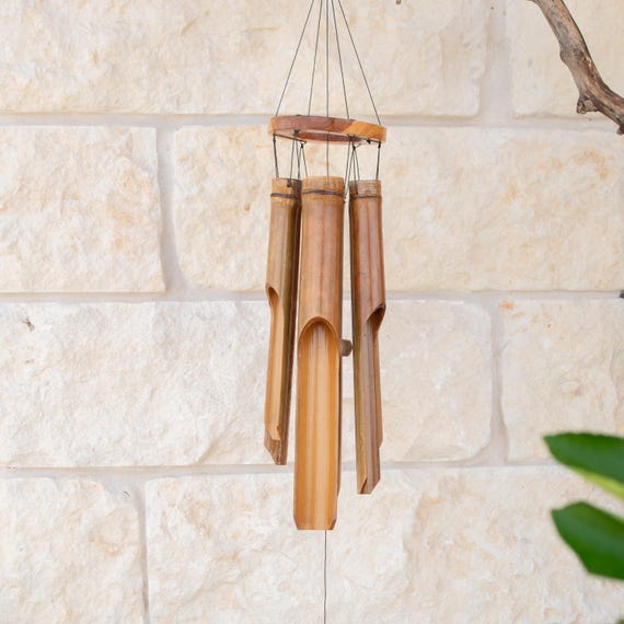 Bamboo Wind Chime Outdoor Decoration Boho Style Bali Inspired Garden Accessory Natural Sound Relaxing Melody Patio Hanging Balcony Decor