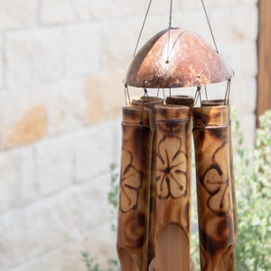 Bamboo Wind Chime Outdoor Decoration Boho Style Bali Inspired Garden Accessory Natural Sound Relaxing Melody Patio Hanging Balcony Decor 画像 15
