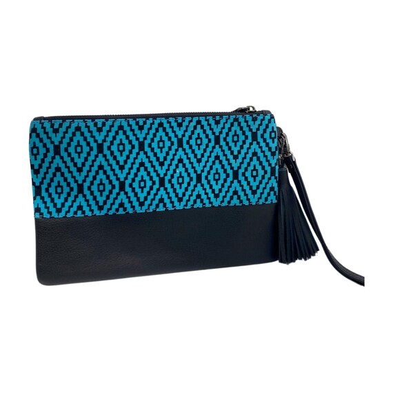 Batik Blendz Blue/Black Leather Wristlet Bag - image 2