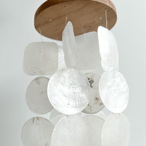 Capiz Shell Wind Chime: Boho Bali Garden Decor, Teak Wood