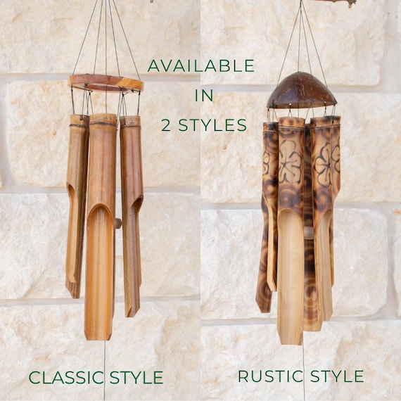 Bamboo Wind Chime Outdoor Decoration Boho Style Bali Inspired Garden Accessory Natural Sound Relaxing Melody Patio Hanging Balcony Decor