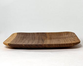 Teak Dinner Plate Wooden Serving Dish Handmade Wood Platter Rustic Kitchen Ware Natural Charger Square Tableware Organic Food Board