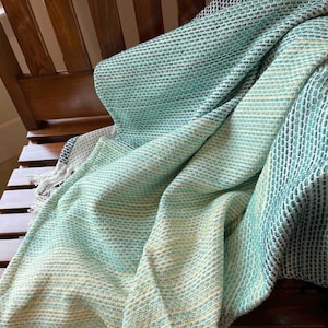 Cotton Throw Blanket Color Block Modern Design Living Room Decor Accent Couch Covering Soft Textile Beige Green Blue Colorful Lightweight image 7
