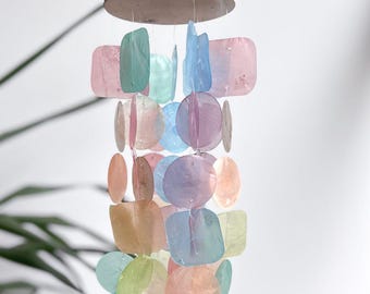 Rainbow Wind Chime Coastal Decoration Beach Accessory Outdoor Hanging Garden Decor Bali Style Soothing Healing Meditation Sound Capiz Shell