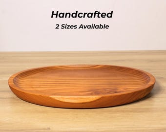 Teak Wood Plate Large Size Dining Table Serving Platter Rustic Design Handmade Item Kitchen Accessory Natural Grain Wooden Tray Artisan Made