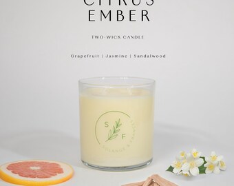 Luxury Soy Candle Grapefruit Jasmine Scent Collection Handcrafted Fragrance Citrus Sandalwood Premium Accessory Living Room Relaxation Gift