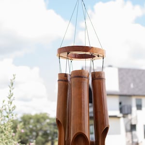 Bali Inspired Wind Chime Natural Bamboo Material Boho Style Decoration Garden Accessory Element Outdoor Hanging Piece Relaxing Sound Creator Patio Decoration Enhancement Balcony Decor Addition Zen Atmosphere Maker Meditation Space Accessory