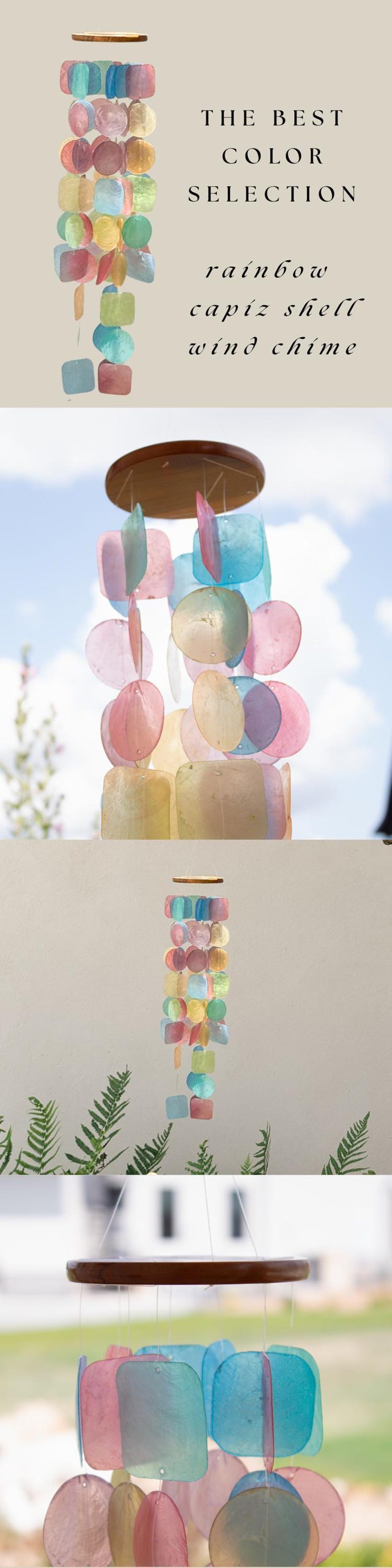 Rainbow Wind Chime Coastal Decoration Beach Accessory Outdoor Hanging Garden Decor Bali Style Soothing Healing Meditation Sound Capiz Shell bild 10