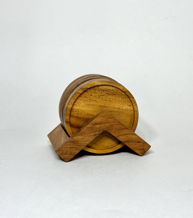 Ensemble de dessous de verre triangulaires en bois de teck, fabriqués artisanalement. Design naturel. Accessoire de cuisine et de salle à manger. Protection contre l'eau. Écologique. image 19