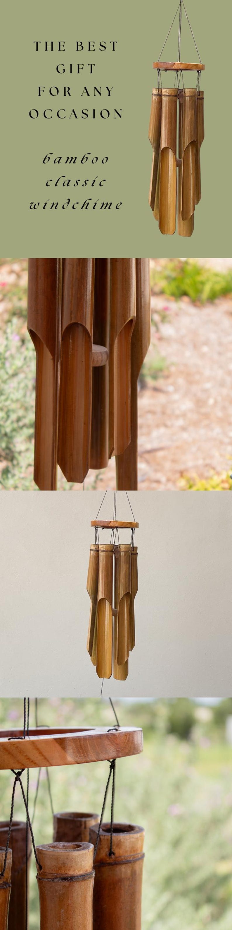 Bamboo Wind Chime Outdoor Decoration Boho Style Bali Inspired Garden Accessory Natural Sound Relaxing Melody Patio Hanging Balcony Decor 画像 19